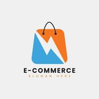 design del logo e-commerce astratto moderno creativo, modello di progettazione del logo del sacchetto della spesa online sfumato colorato vettore