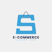 design del logo e-commerce astratto moderno creativo, modello di progettazione del logo del sacchetto della spesa online sfumato colorato vettore