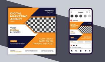 progettazione di banner per post sui social media. design di banner per agenzie di marketing digitale. disegno vettoriale. modello di layout moderno. modello di banner postale. design banner aziendale vettore