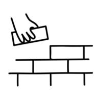 muro di mattoni. icona di doodle disegnato a mano. vettore