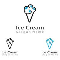 design del logo del gelato, illustrazione vettoriale del modello del cono di ghiaccio fresco