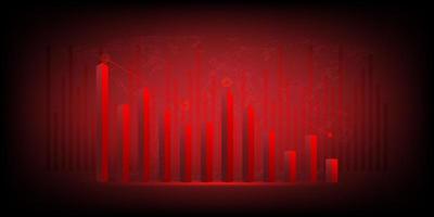 concetto di crisi economica critica. il grafico rosso scende e i grafici su sfondo rosso. recessione finanziaria, criptovaluta, oro e mercato azionario. perdere soldi e contanti. vettore