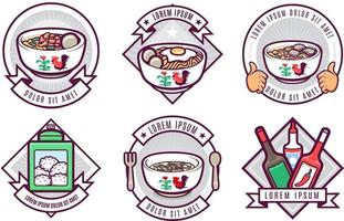 set di badge con logo cibo asiatico indonesiano vettore