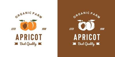 illustrazione vintage del logo della frutta dell'albicocca adatta per negozi di frutta e caffè minimalisti vettore
