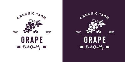 illustrazione vintage del logo della frutta dell'uva adatta per il negozio di frutta e la fattoria di frutta