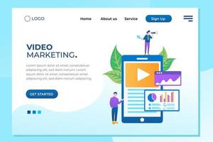 concetto unico di design piatto moderno di video marketing per sito Web e sito Web mobile. modello di pagina di destinazione. facile da modificare e personalizzare. illustrazione vettoriale