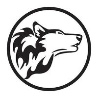 icona della testa di lupo nel cerchio per il logo della comunità, il logo dell'azienda, l'immagine dello sfondo e altro ancora vettore