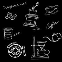 set da caffè illustrazione linea arte design vettore