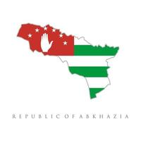 mappa e bandiera dell'abkhazia. vettore della repubblica di abkhazia. illustrazione vettoriale con bandiera nazionale abkhazia con forma di mappa abkhazia semplificata. ombra del volume sulla mappa