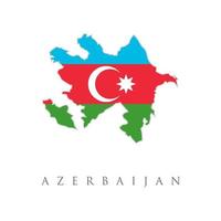 azerbaigian schema mappa paese forma stato confini simbolo. mezzaluna e bandiera stella del paese sotto forma di confini. stock illustrazione vettoriale isolato su sfondo bianco.