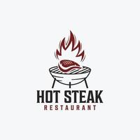 steak house, barbecue, barbecue party, modello logo ristorante. adatto per ristorante, affari, modello di logo alimentare vettore