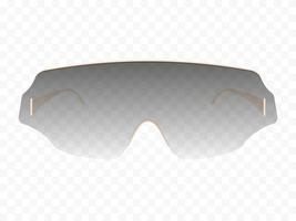 occhiali da sole realistici modello isolato trasparente. forma ultra moderna con curve futuristiche con vetro colorato e aste dorate elegante ottica vettoriale alla moda