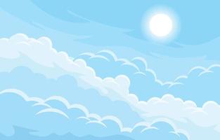 cielo blu panoramico e nuvola bianca con sole vettore