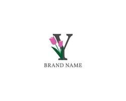 lettera y tulip alfabeto logo vintage vettore