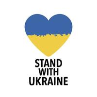 stare con l'ucraina. frase parole di sostegno per l'ucraina nella guerra con la Russia occupante. cuore con bandiera dell'ucraina. isolato su bianco vettore