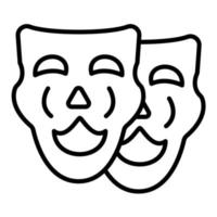 icona della linea di maschere teatrali vettore
