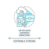 icona del concetto turchese della directory aziendale aggiornata. accesso ai dipendenti. illustrazione di linea sottile di idea astratta di ucaas. disegno di contorno isolato. tratto modificabile. arial, una miriade di caratteri pro-grassetto utilizzati vettore