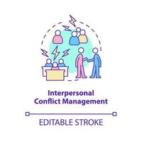 icona del concetto di gestione dei conflitti interpersonali. competenze per le risorse umane idea astratta linea sottile illustrazione. disegno di contorno isolato. tratto modificabile. roboto-medium, una miriade di caratteri pro-grassetto utilizzati vettore