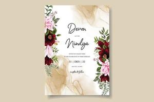elegante e lussuoso biglietto d'invito per matrimonio floreale ad acquerello vettore