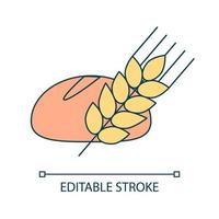 pagnotta di pane e icona del colore rgb della spighetta. panificio integrale. prodotto alimentare biologico. pasto salutare. illustrazione vettoriale isolata. semplice disegno a tratteggio pieno. tratto modificabile. carattere arial utilizzato