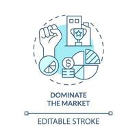dominare l'icona del concetto blu del mercato. importanza dell'espansione del business illustrazione al tratto sottile dell'idea astratta. forza e potenza del marchio. disegno a colori di contorno isolato vettoriale. tratto modificabile vettore