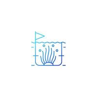 icona del vettore lineare del gradiente di algacultura. produzione commerciale di alghe. allevamento di alghe e produzione per il commercio. simbolo del colore della linea sottile. pittogramma in stile moderno. disegno di contorno isolato vettoriale