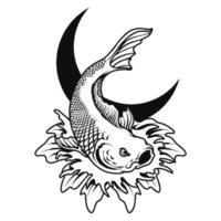 koi pesce rosso luna crescente illustrazione vettoriale