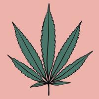 semplicità foglia di cannabis disegno a mano libera design piatto. vettore