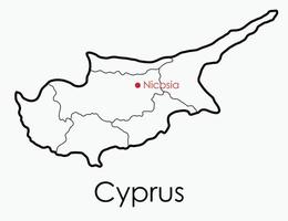 Cipro mappa disegno a mano libera su sfondo bianco. vettore