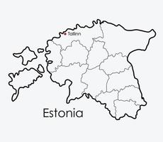 mappa estonia disegno a mano libera su sfondo bianco. vettore