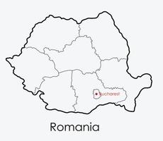 mappa romania disegno a mano libera su sfondo bianco. vettore