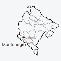 mappa del montenegro disegno a mano libera su sfondo bianco. vettore