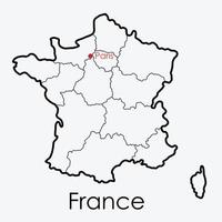 francia mappa disegno a mano libera su sfondo bianco. vettore