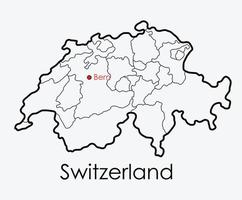 svizzera mappa disegno a mano libera su sfondo bianco. vettore