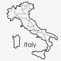 italia mappa disegno a mano libera su sfondo bianco.