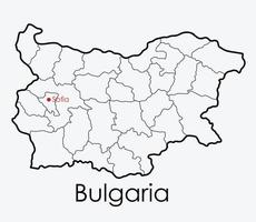 bulgaria mappa disegno a mano libera su sfondo bianco. vettore