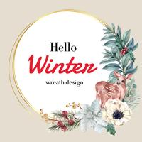 Struttura di fioritura floreale della corona di inverno elegante per la progettazione bella, creativa dell&#39;illustrazione di vettore dell&#39;acquerello dell&#39;annata della decorazione