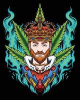 design del personaggio del logo del re della cannabis vettore