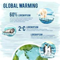 Il riscaldamento globale e l&#39;inquinamento, salvano il mondo, la statistica dei dati di Infographic presente, la progettazione creativa del modello dell&#39;illustrazione di vettore dell&#39;acquerello