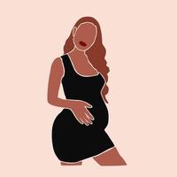 gravidanza. donna incinta che si tocca la pancia. maternità. Buona festa della mamma. stile mosaico tagliato su carta. donne graziose con pancia. illustrazione astratta contemporanea di vettore disegnato a mano