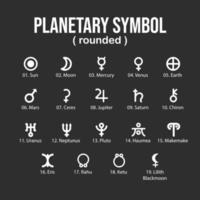 pianeta nero simbolo astronomia astrologia arrotondata vettore