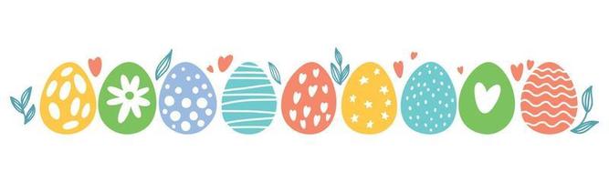 modello di Pasqua vettoriale con disegni di uova di Pasqua disegnati a mano