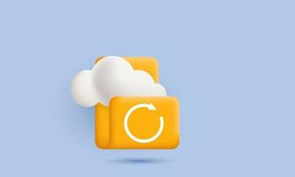 3d realistico cloud storage design icona organizzazione file digitale vettore
