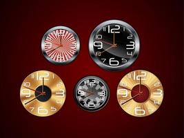 orologio da parete su fondo rosso vettore