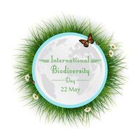 cornice naturale con cerchio d'erba per la biodiversità internazionale day.vector vettore
