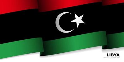 sventolando la bandiera della libia illustrazione vettoriale. design del modello del giorno dell'indipendenza della libia. vettore
