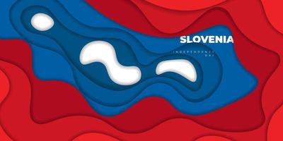 disegno di sfondo tagliato su carta bianca, blu e rossa. design del modello di festa dell'indipendenza della slovenia. vettore