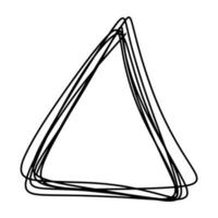 triangolo insieme di doodle di vettore. inserisci qui il tuo testo popup di testo, bolla. cornici vuote di bolle di discorso con lo spazio della copia. nuvole vuote disegnate a mano con posto per testo. vettore