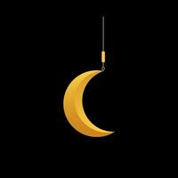 luna islamica ornamento dorato di lusso vettore
