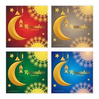 modello di vendita ramadan con stile di religione islamica a colori di lusso per banner di post marketing sui social media vettore